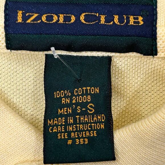 Izod Club‎ Polo Men S Yellow Short Sleeve Collared Polo Shirt Preppy Nerdy NEW - Picture 3 of 13